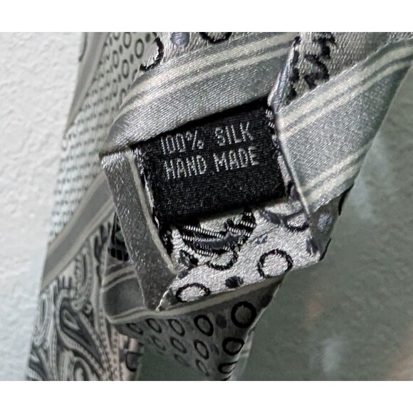 Emilio Ponti Men's 100% Silk Paisely Neck Tie Gray Multi 3.5" Wide (343) - Picture 3 of 3